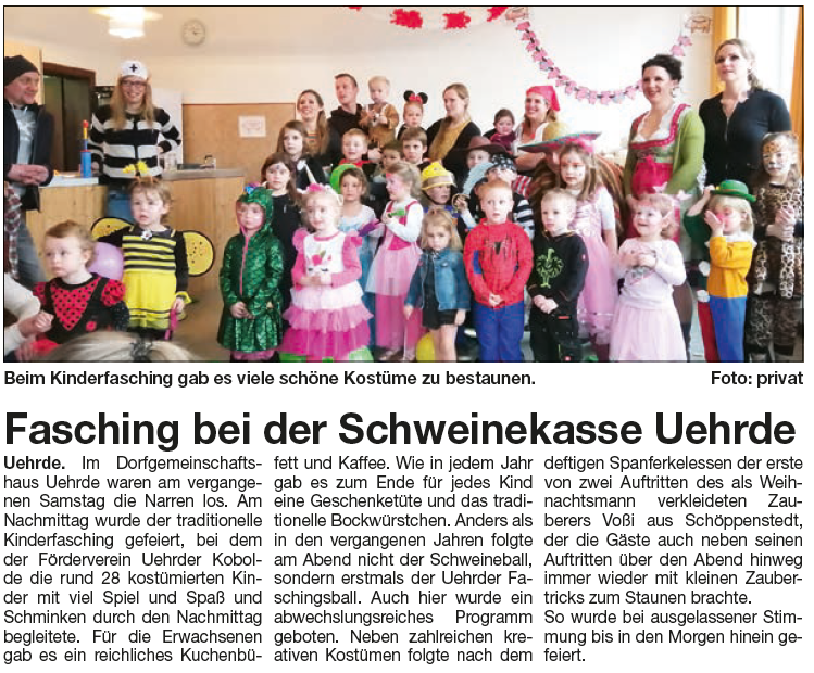 Fasching bei der Schweinekasse Uehrde