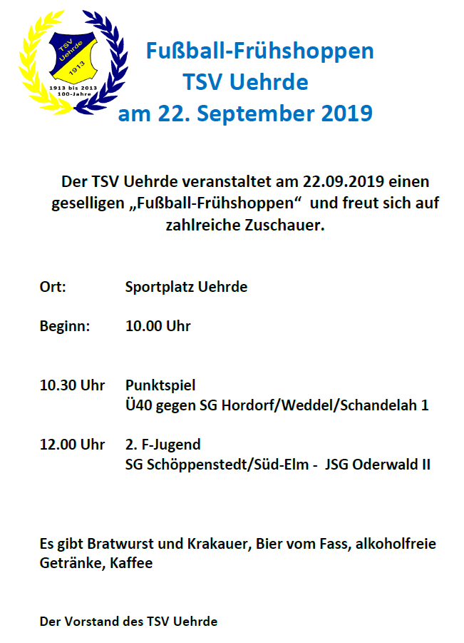Fußball-Frühshoppen beim TSV Uehrde