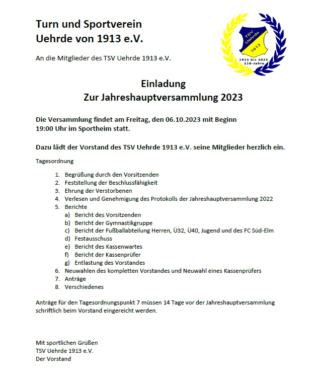 JHV TSV Uehrde 2023