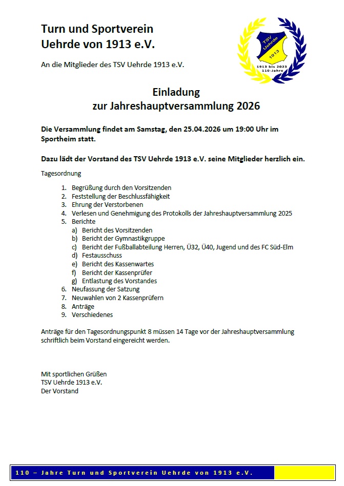 JHV TSV Uehrde 2026