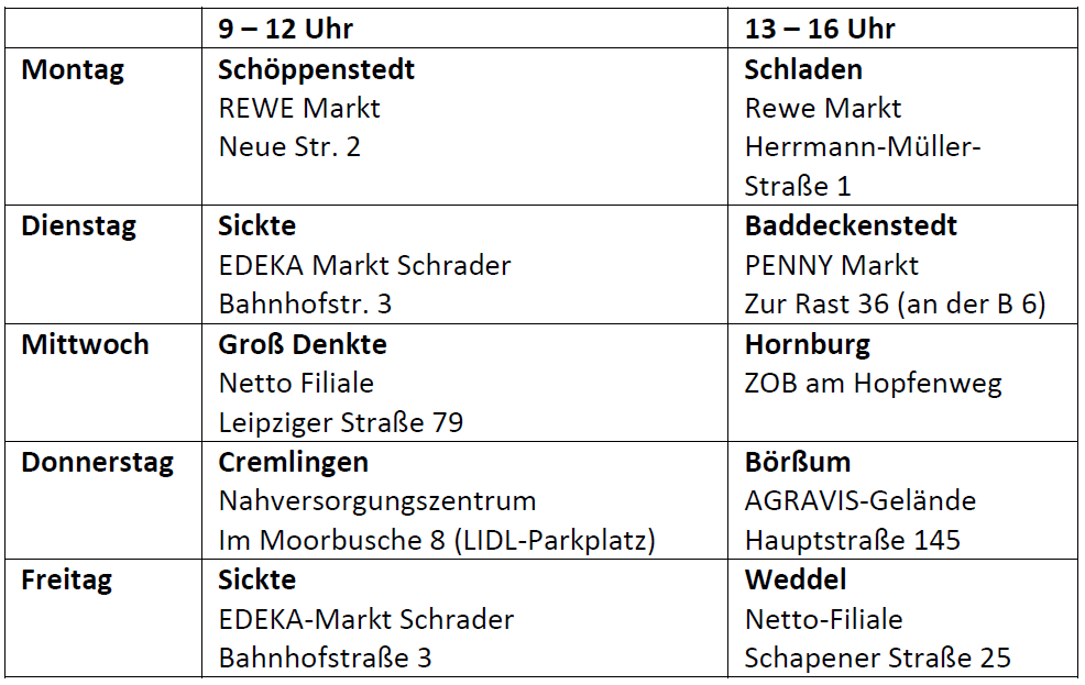 Neuer Schnelltest-Bus im Landkreis Wolfenbüttel startet am 8. April 2021